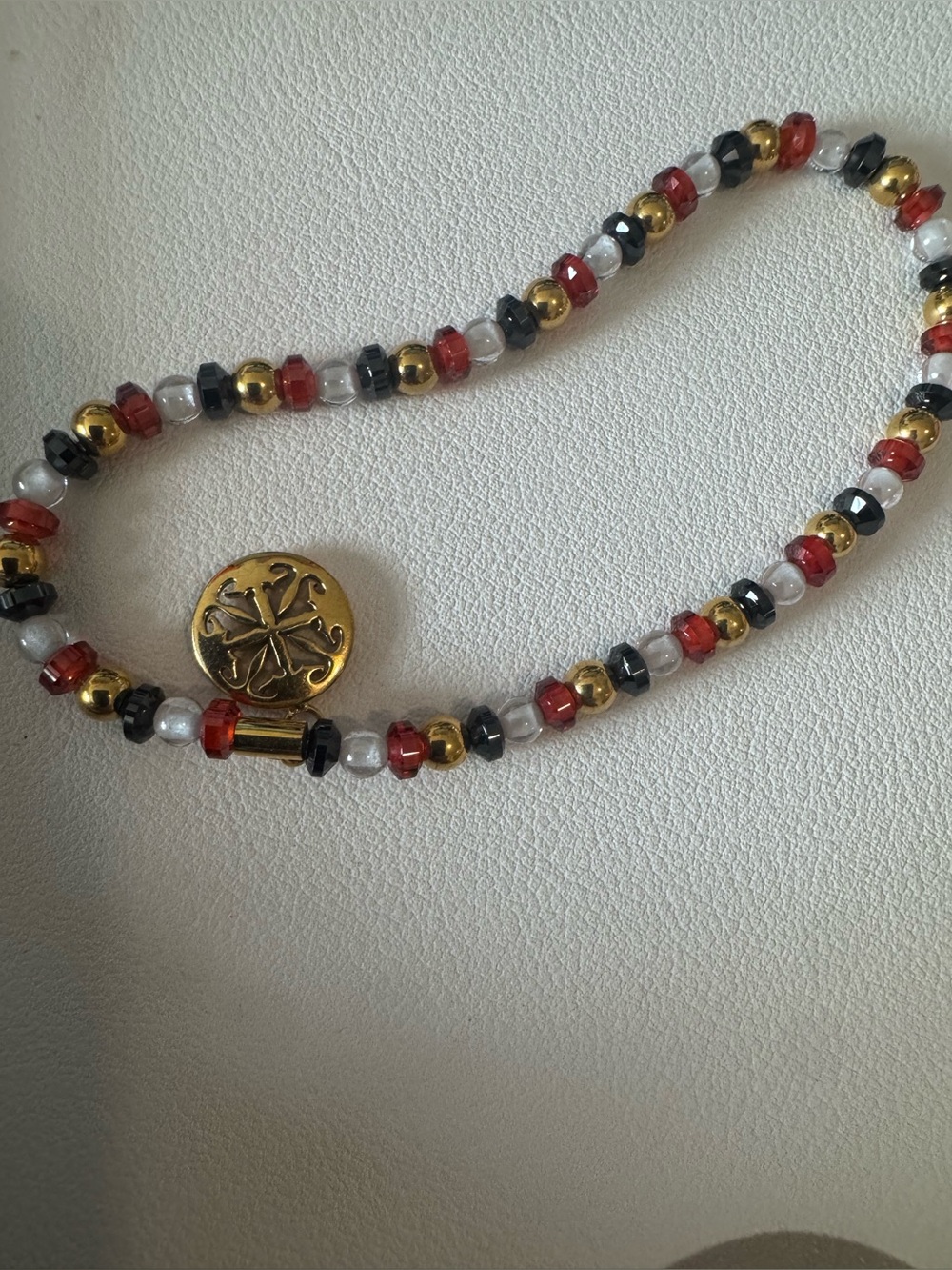 Rustic Cuff Gold, brown orange & White Beaded stretch bracelet